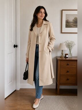 Reitmans Cream Long Trench Coat